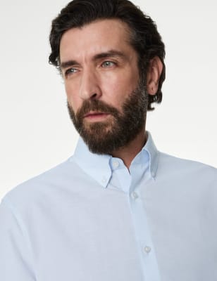 Regular Fit Linen Blend Weave Shirt Image 2 of 12