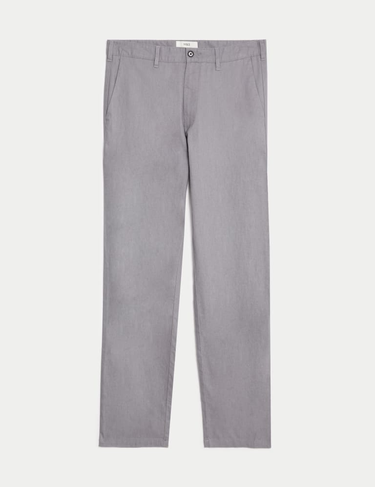 Regular Fit Linen Rich Chino Trousers M S Collection M S
