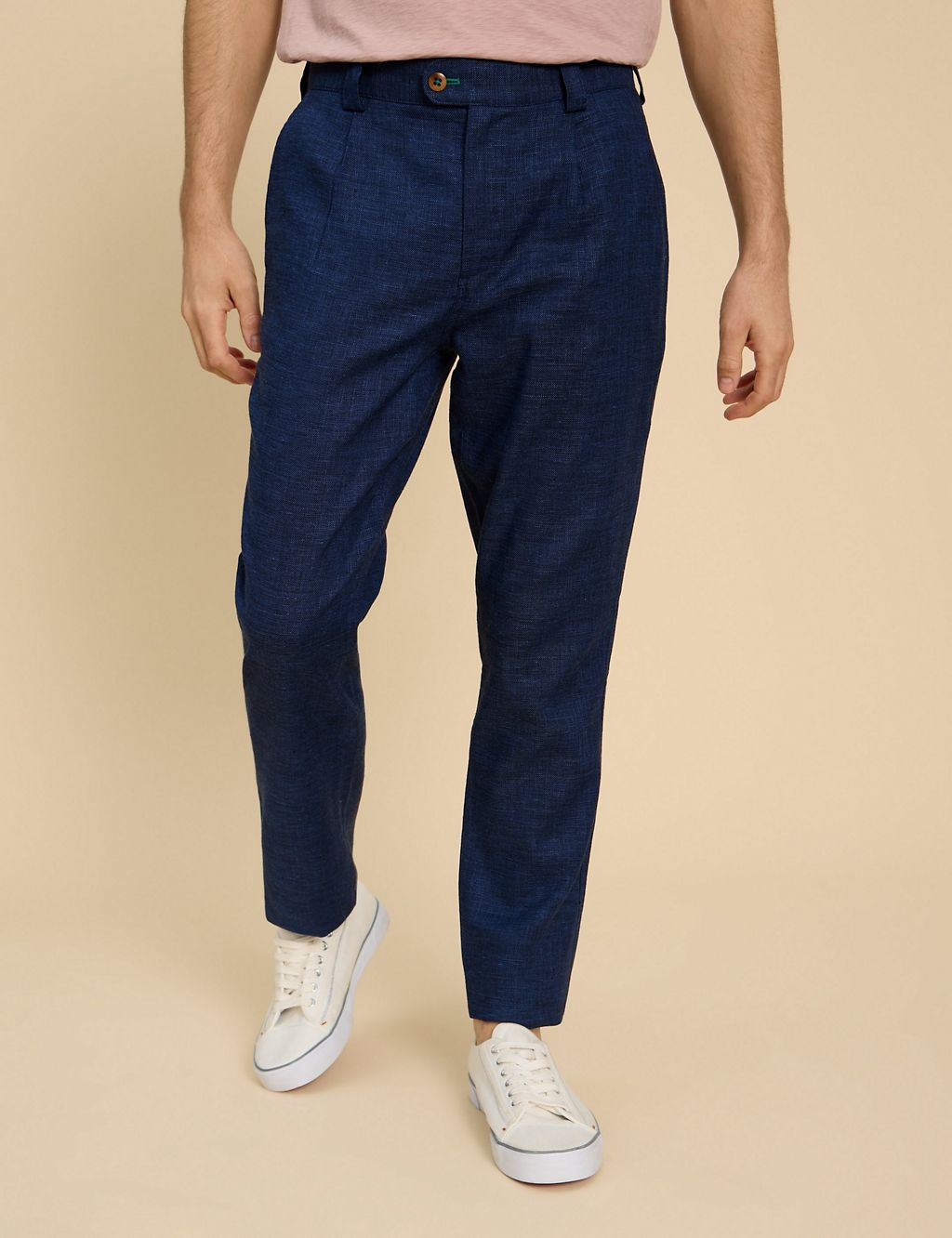 Regular Fit Linen Rich Single Pleat Trousers 2 of 6