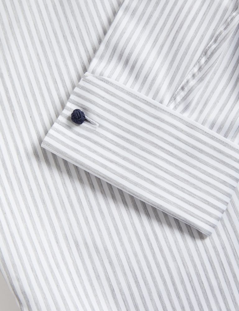 Regular Fit Luxury Cotton Double Cuff Striped Shirt 7 of 9