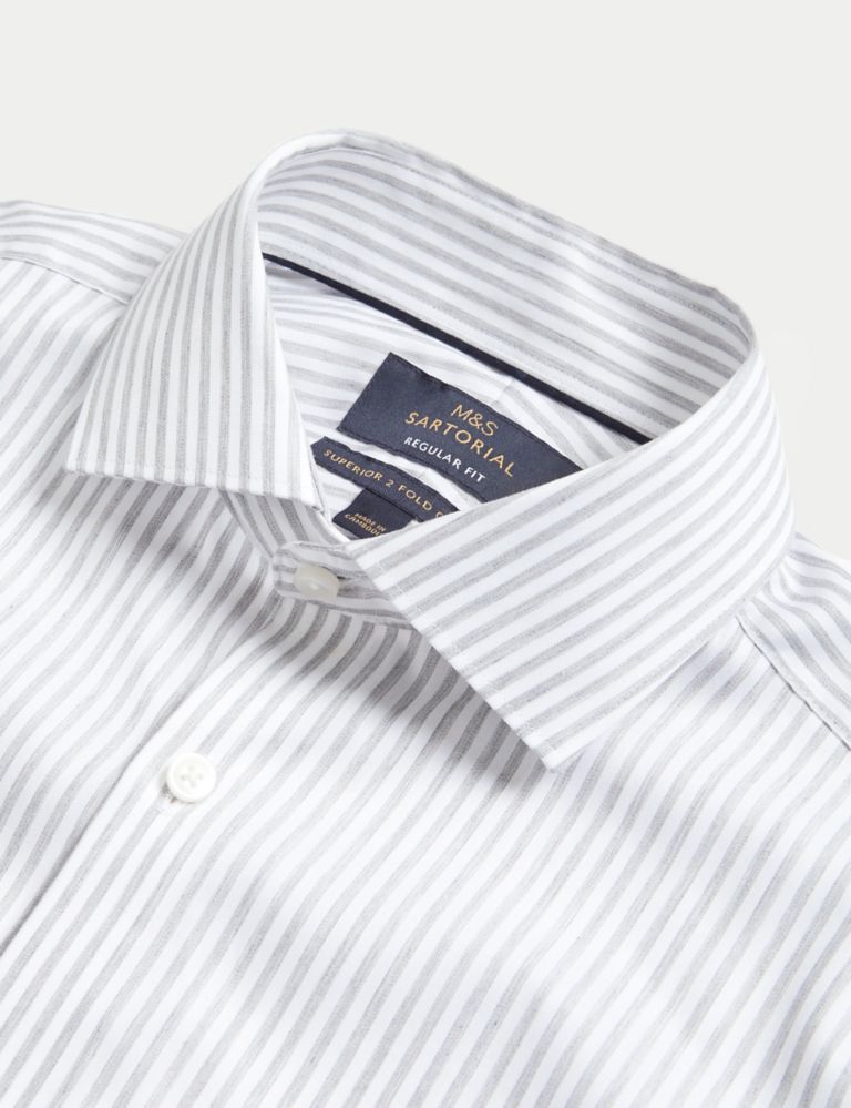 Regular Fit Luxury Cotton Double Cuff Striped Shirt 8 of 9