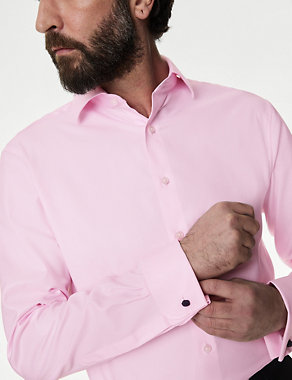 Regular Fit Luxury Cotton Double Cuff Twill Shirt Image 2 of 9