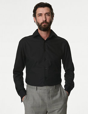 Regular Fit Luxury Cotton Double Cuff Twill Shirt Image 2 of 4