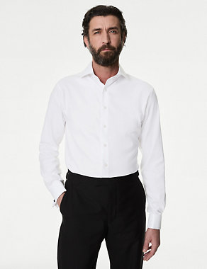 Regular Fit Luxury Cotton Double Cuff Twill Shirt Image 2 of 7