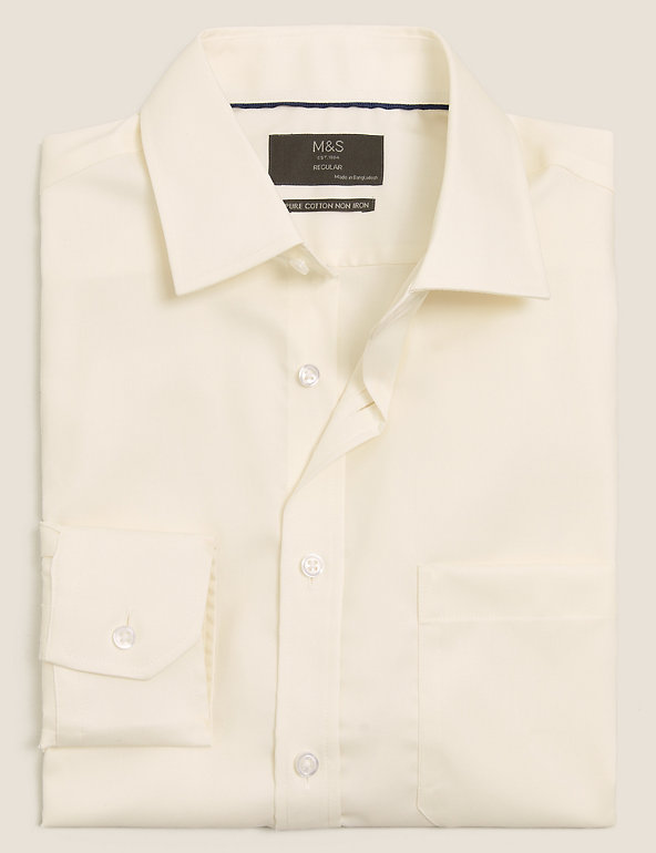 Regular Fit Non Iron Cotton Twill Shirt Image 1 of 1
