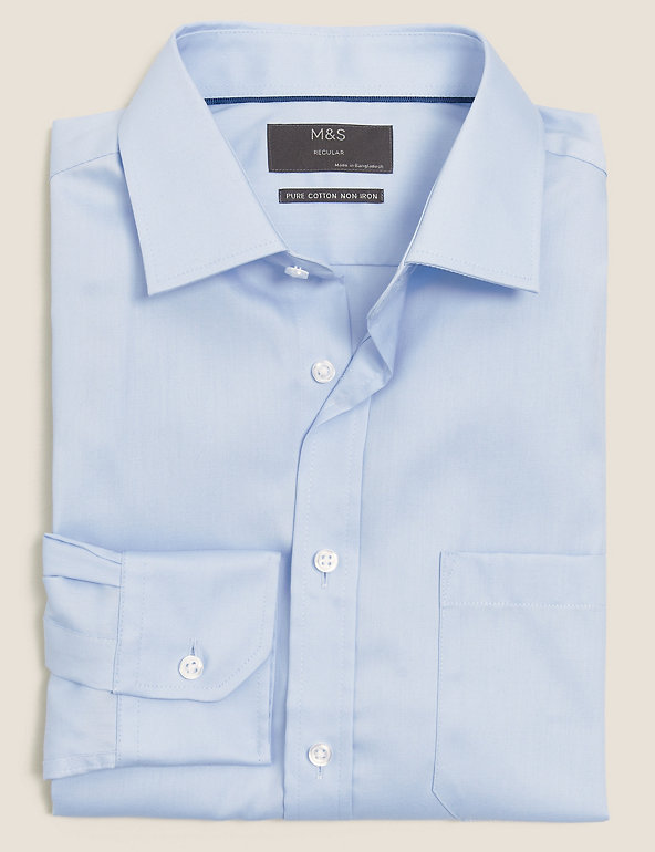 Regular Fit Non Iron Cotton Twill Shirt | M&S Collection | M&S