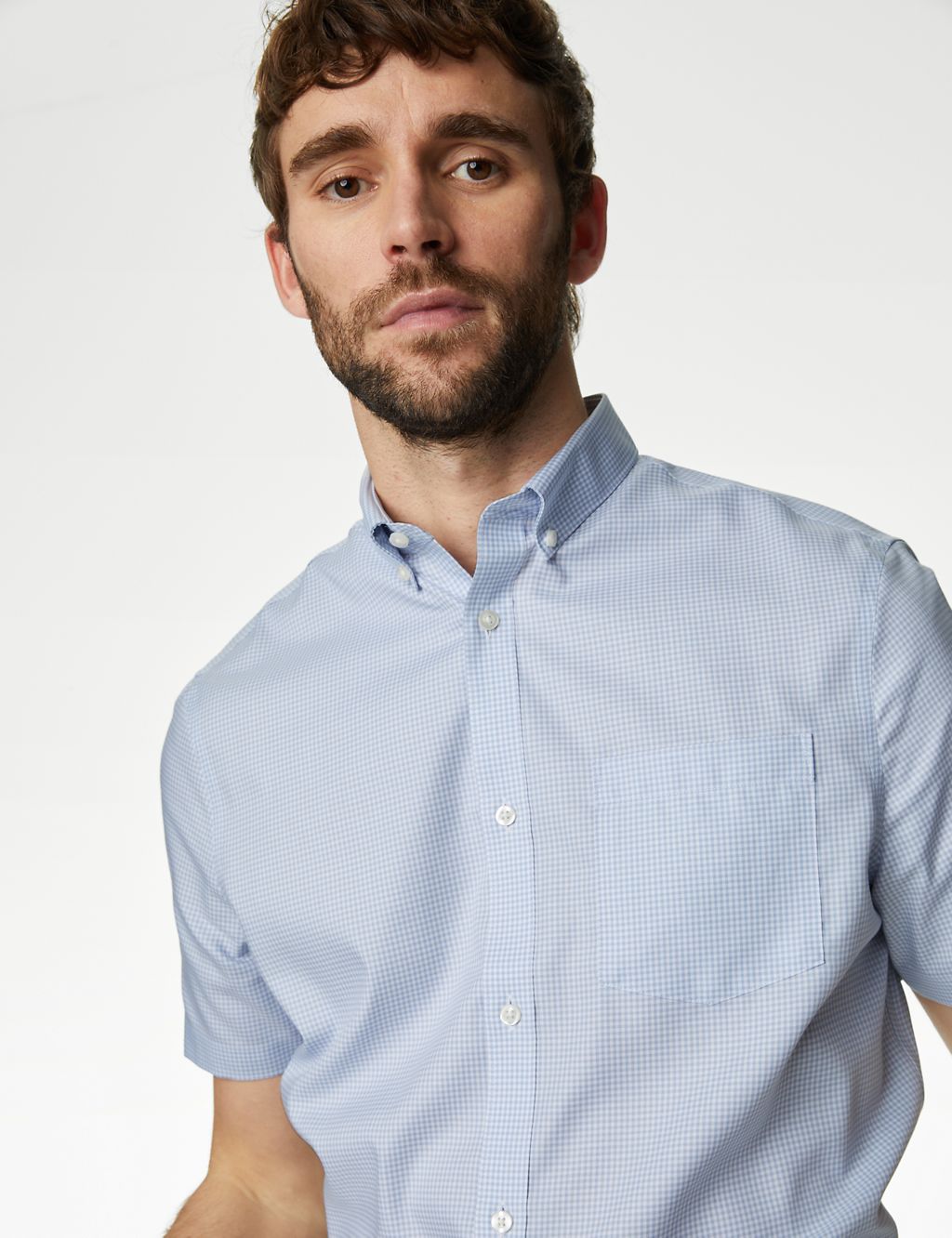 Regular Fit Non Iron Pure Cotton Gingham Shirt 2 of 6