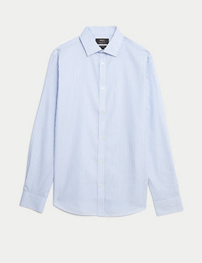 Regular Fit Non Iron Pure Cotton Striped Shirt Image 2 of 4