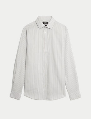 Regular Fit Non Iron Pure Cotton Striped Shirt Image 2 of 8