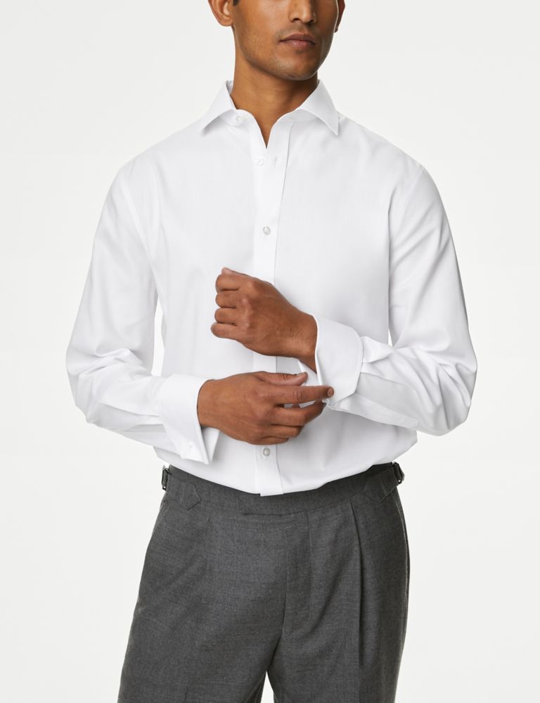 Regular Fit Pure Cotton Double Cuff Twill Shirt 1 of 7