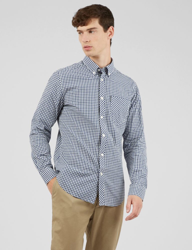Regular Fit Pure Cotton Gingham Oxford Shirt 1 of 6