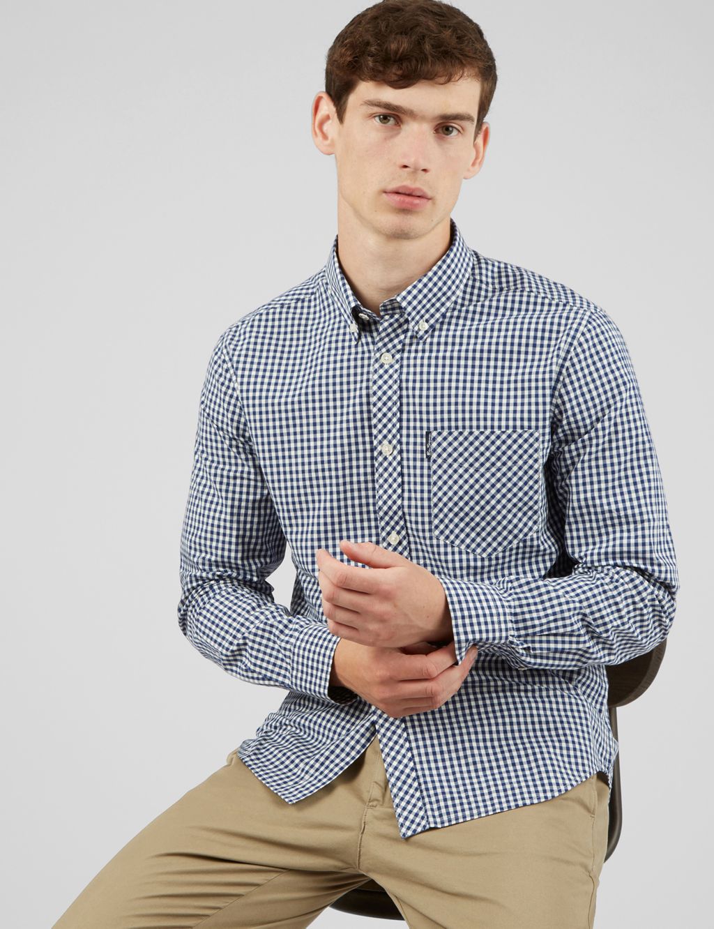 Regular Fit Pure Cotton Gingham Oxford Shirt 2 of 6
