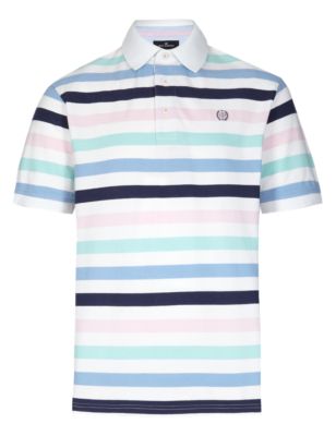Regular Fit Pure Cotton Striped Polo Shirt Image 2 of 4