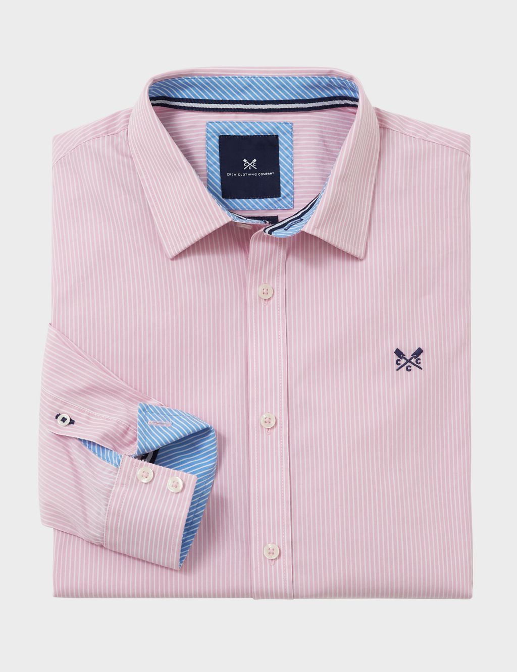 Buy Regular Fit Pure Cotton Striped Poplin Shirt | Crew Clothing | M&S