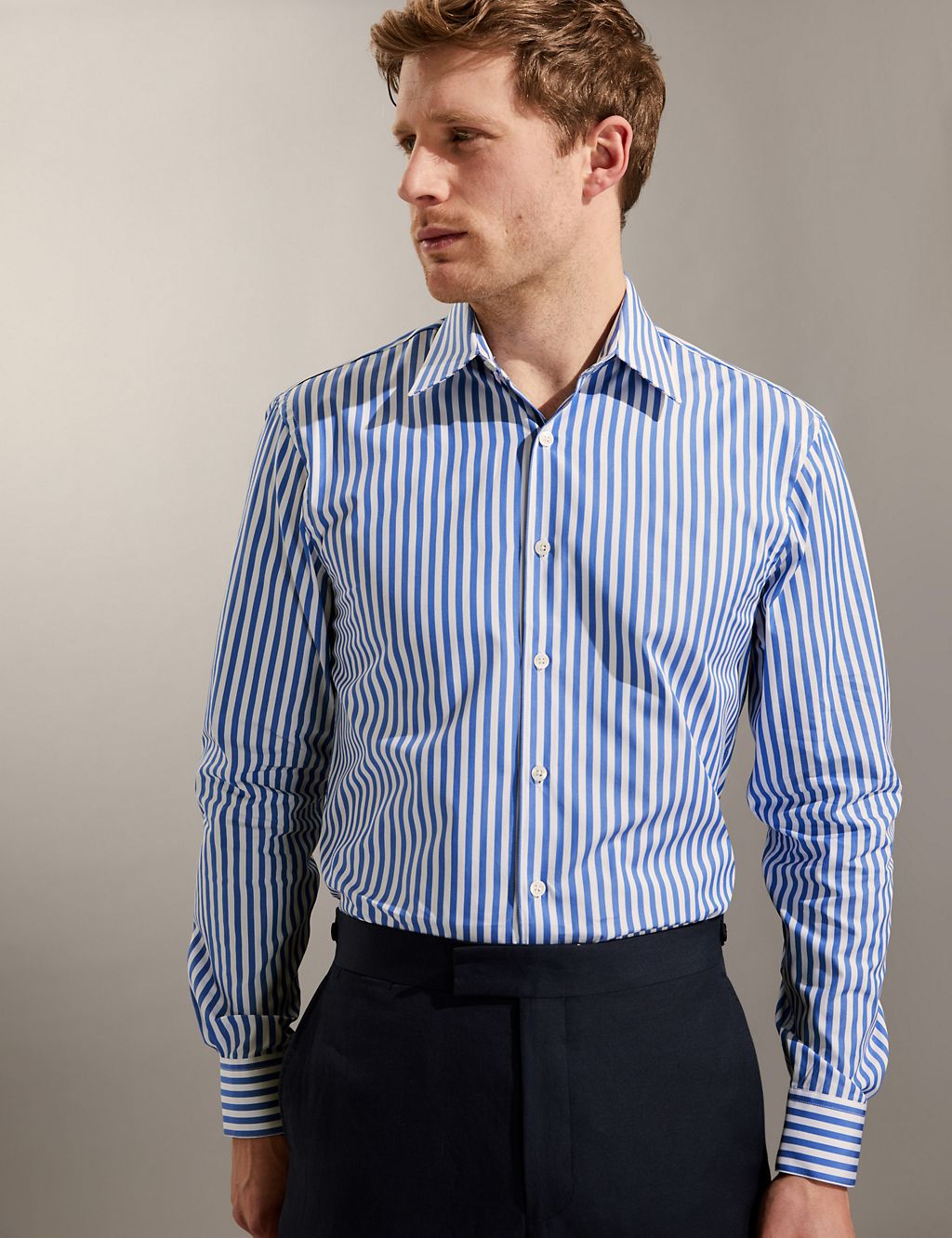 Regular Fit Pure Cotton Striped Shirt | JAEGER | M&S