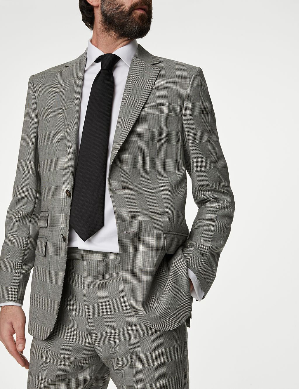 Regular Fit Pure Wool Check Suit Jacket 2 of 7