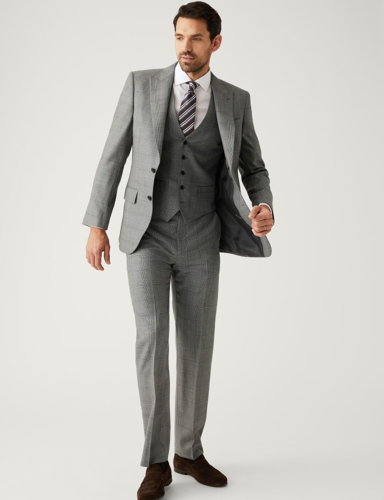 Regular Fit Pure Wool Check Suit Jacket M S SARTORIAL M S