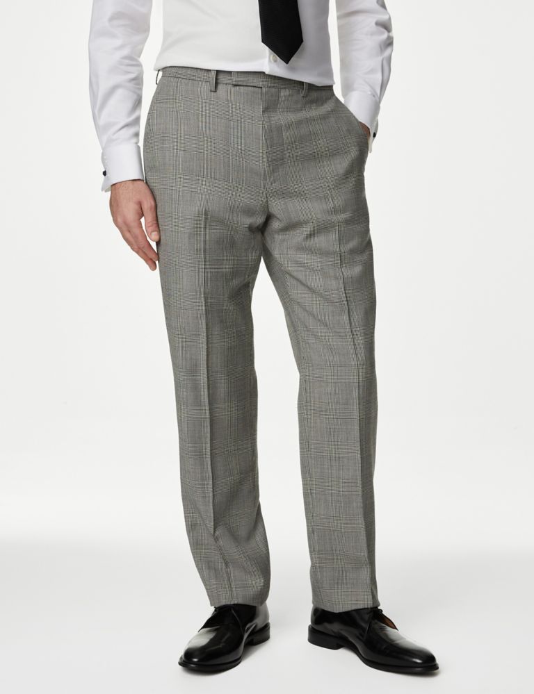 Regular Fit Pure Wool Check Suit Trousers 1 of 6