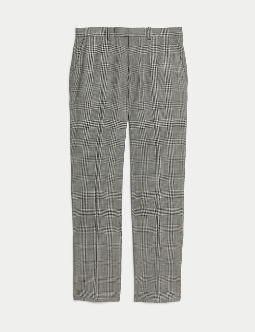Regular Fit Pure Wool Check Suit Trousers 1 of 6