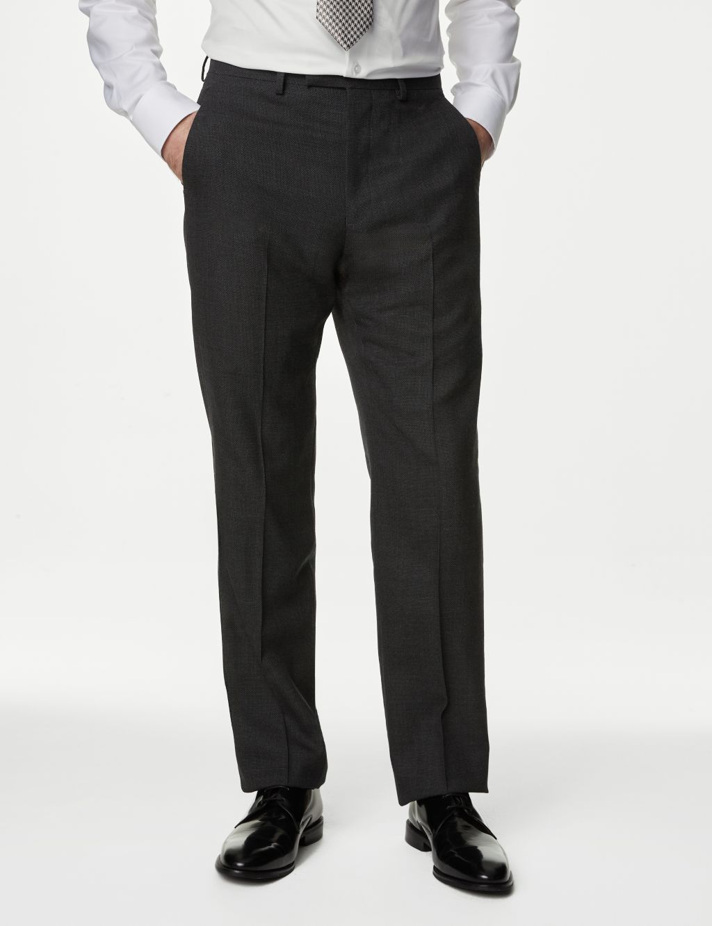 Regular Fit Pure Wool Textured Suit Trousers 3 of 5
