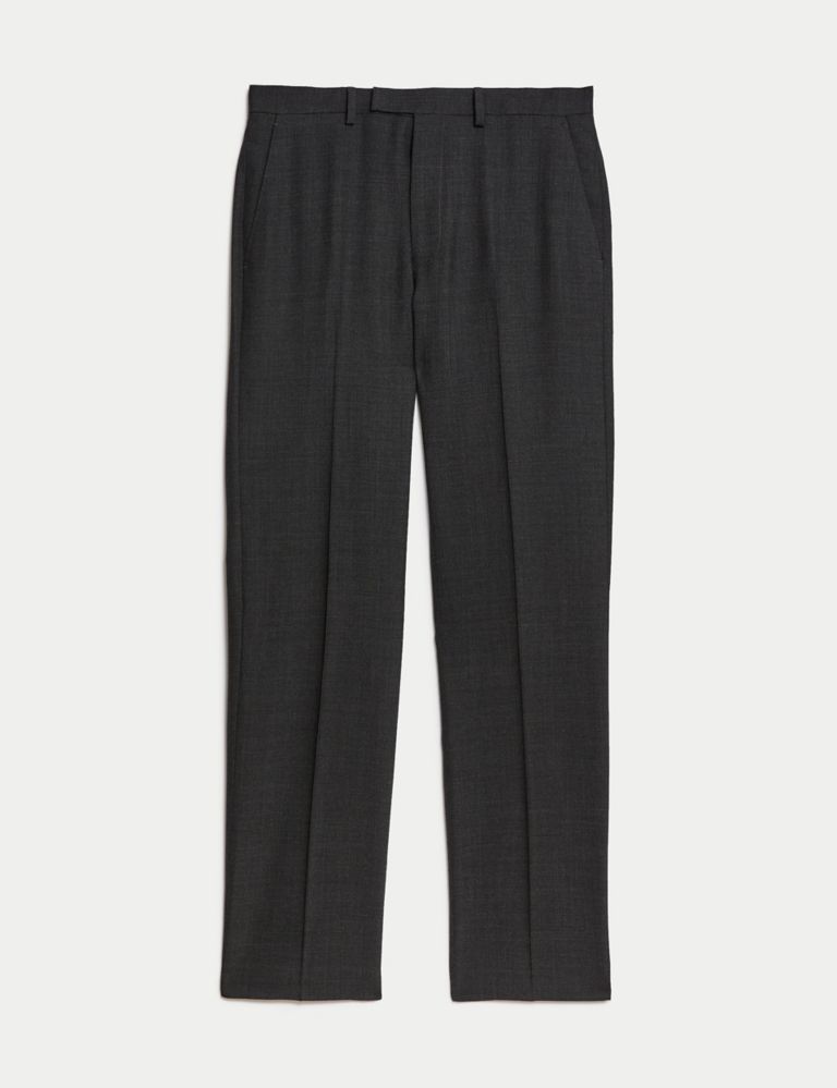 Regular Fit Pure Wool Textured Suit Trousers 2 of 5