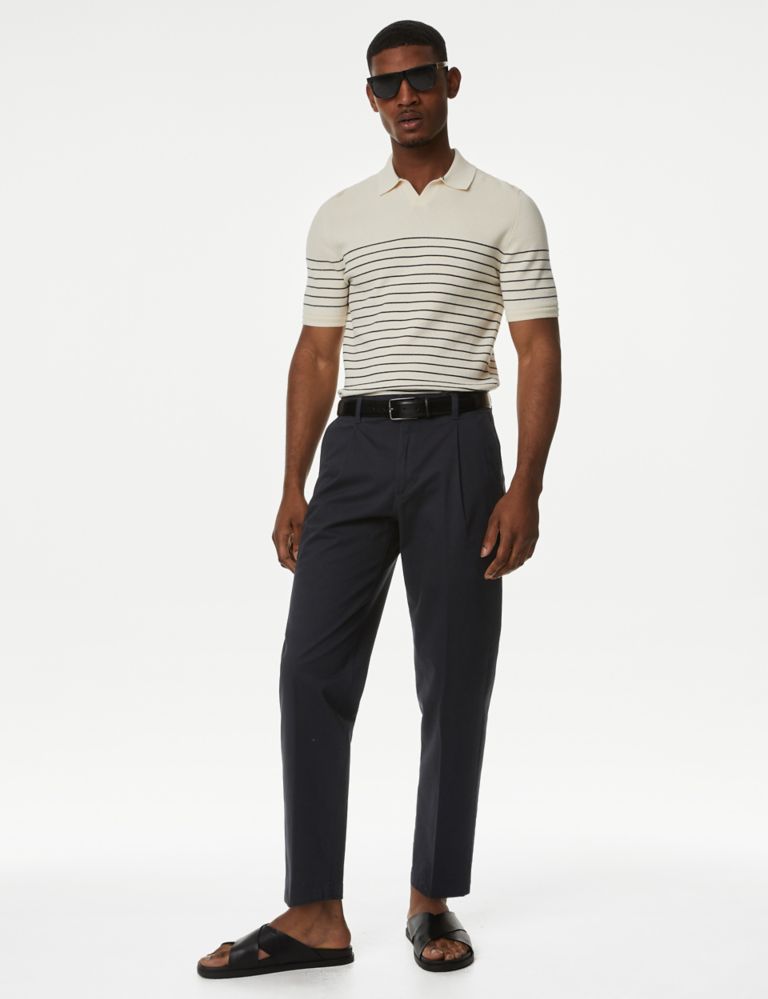 Regular Fit Single Pleat Stretch Chinos 3 of 5