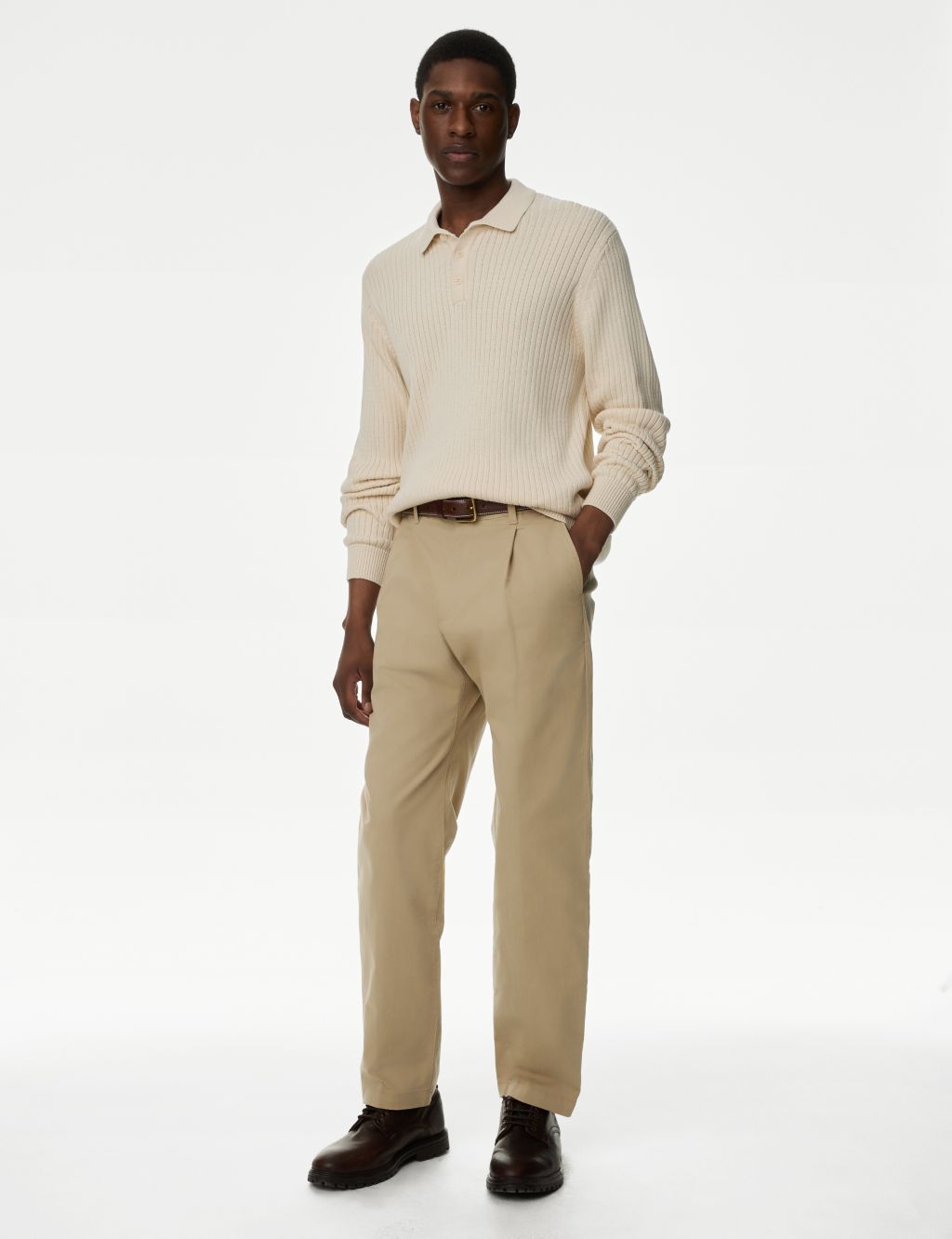 Regular Fit Single Pleat Stretch Chinos 2 of 5