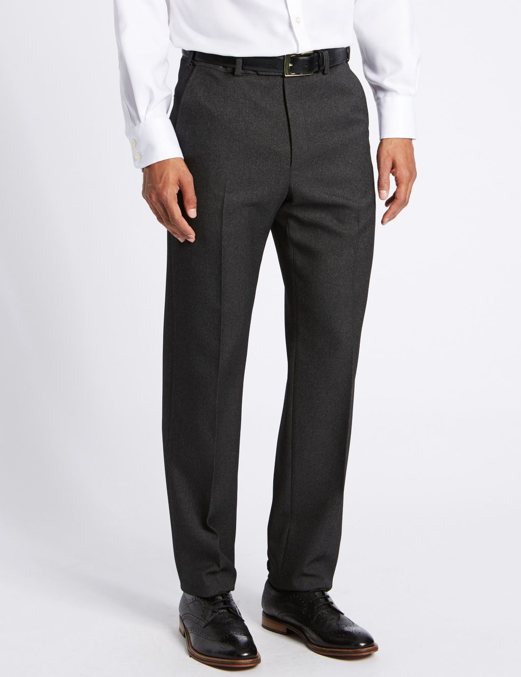 Regular Fit Textured Flat Front Trousers 3 of 5