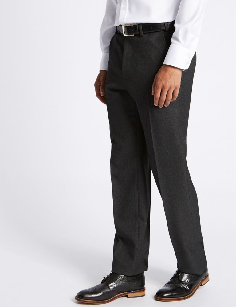 Regular Fit Textured Flat Front Trousers 3 of 5