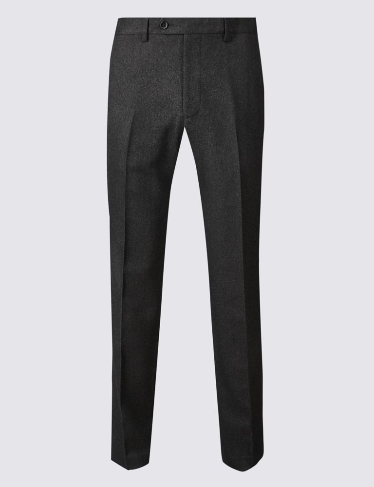 Regular Fit Textured Flat Front Trousers 2 of 5