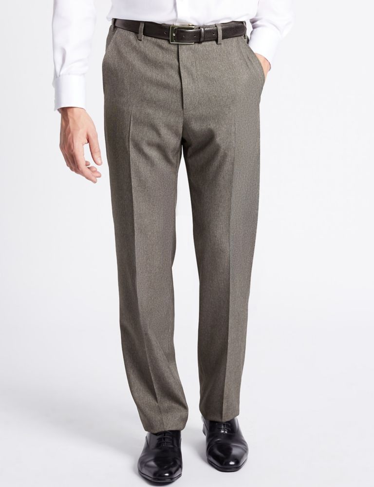 Regular Fit Textured Flat Front Trousers 1 of 4