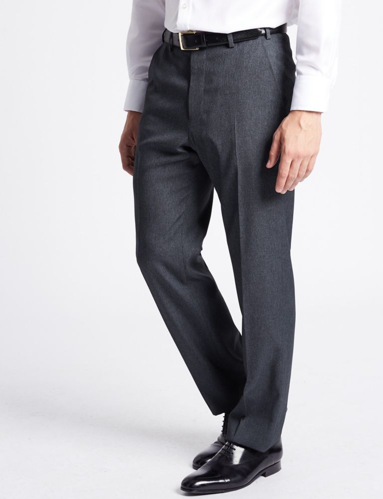 Regular Fit Textured Flat Front Trousers 3 of 4