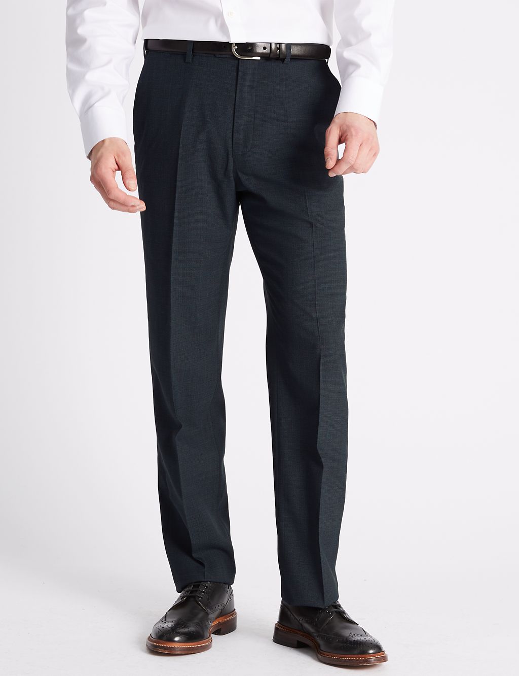 Regular Fit Wool Blend Flat Front Trousers 3 of 5