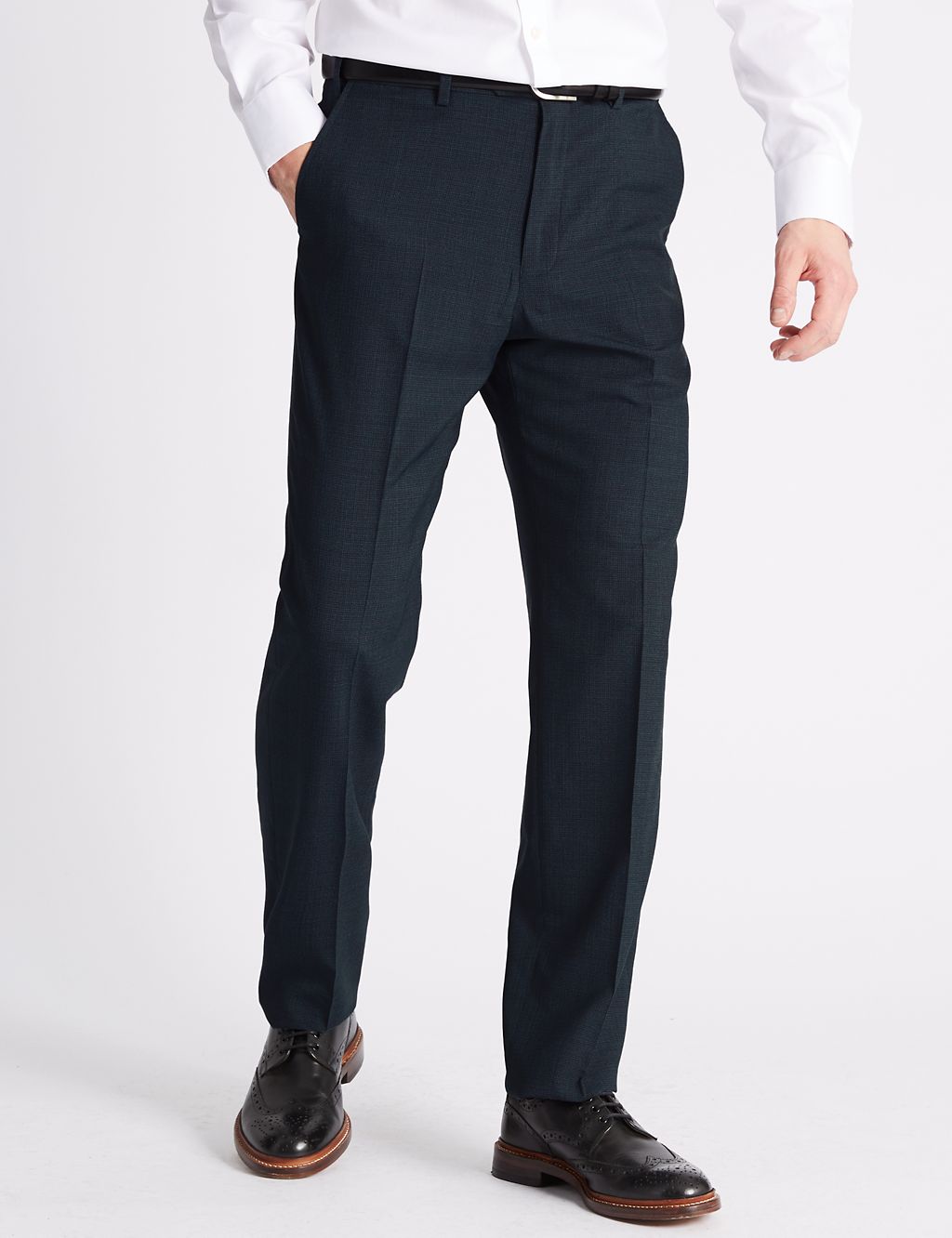 Regular Fit Wool Blend Flat Front Trousers 2 of 5