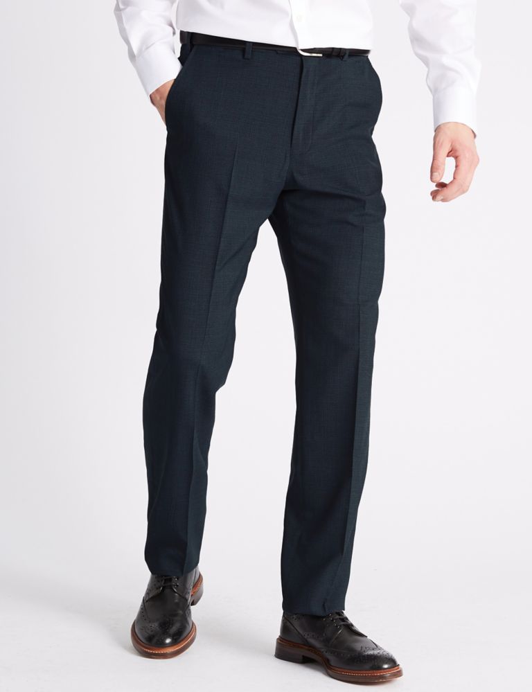 Regular Fit Wool Blend Flat Front Trousers 3 of 5