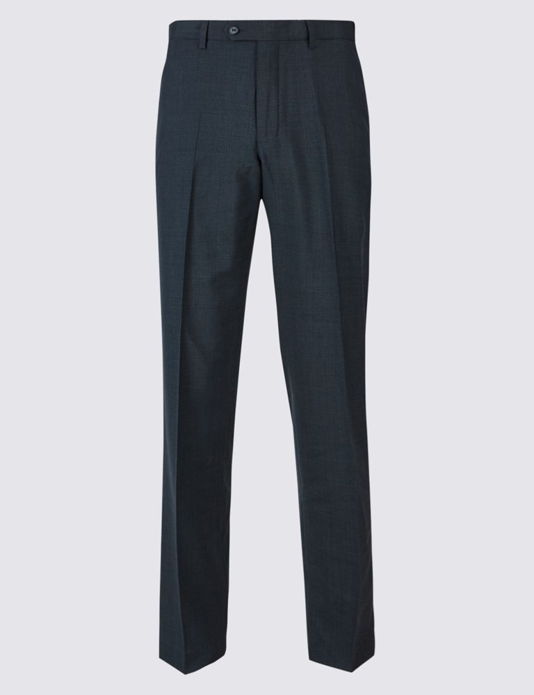Regular Fit Wool Blend Flat Front Trousers 2 of 5