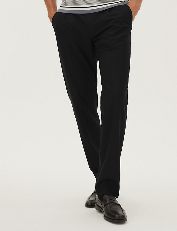 M&S COLLECTION LUXURY  Black Regular Fit Wool Trousers PRP £84