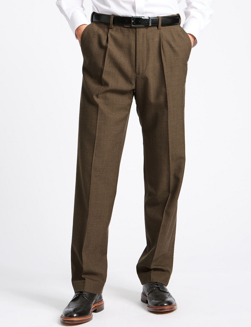 Regular Fit Wool Blend Single Pleated Trousers 3 of 4