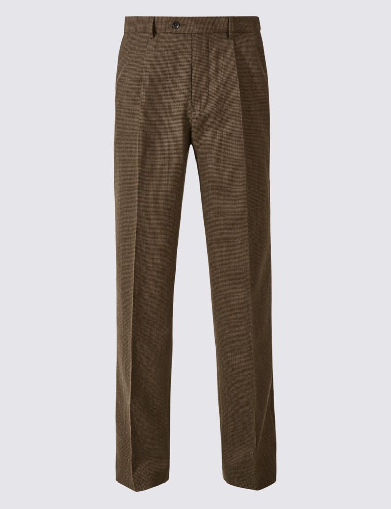 Regular Fit Wool Blend Single Pleated Trousers 2 of 4