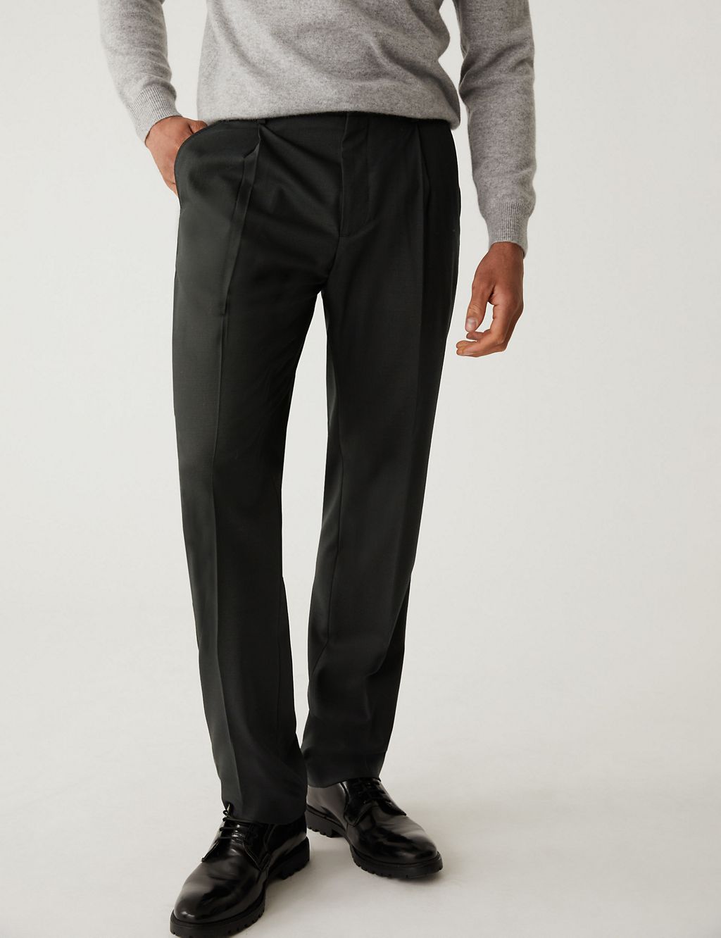 Regular Fit Wool Blend Trousers 2 of 6