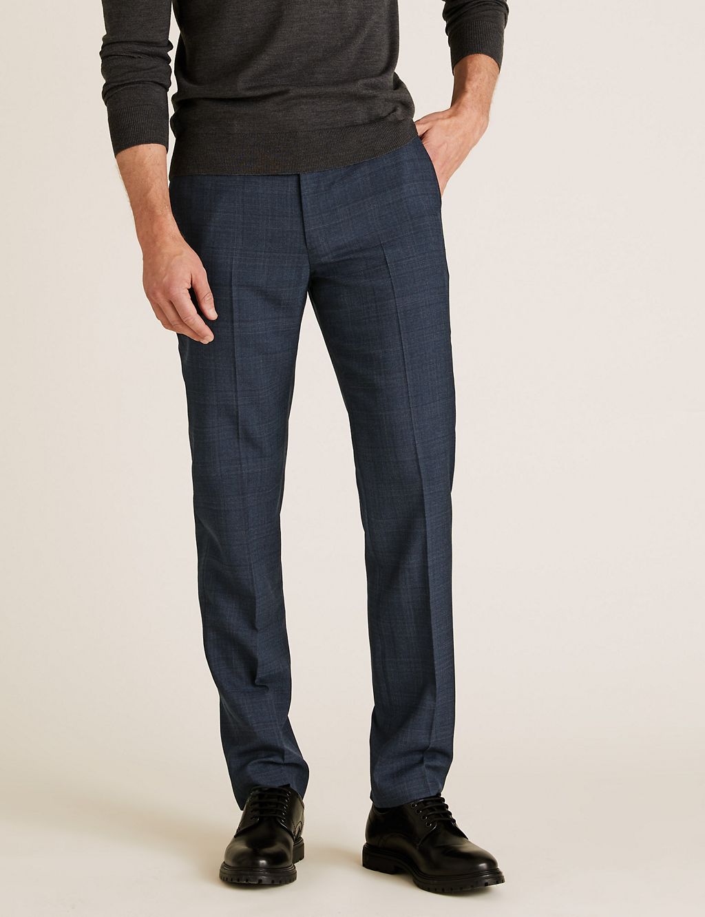 Regular Fit Wool Checked Trousers 2 of 5