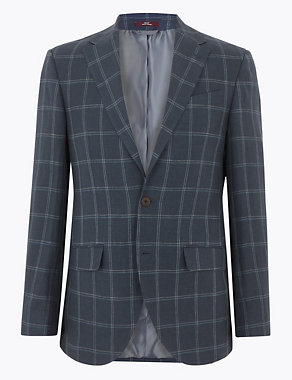 Regular Pure Linen Checked Jacket Image 2 of 8