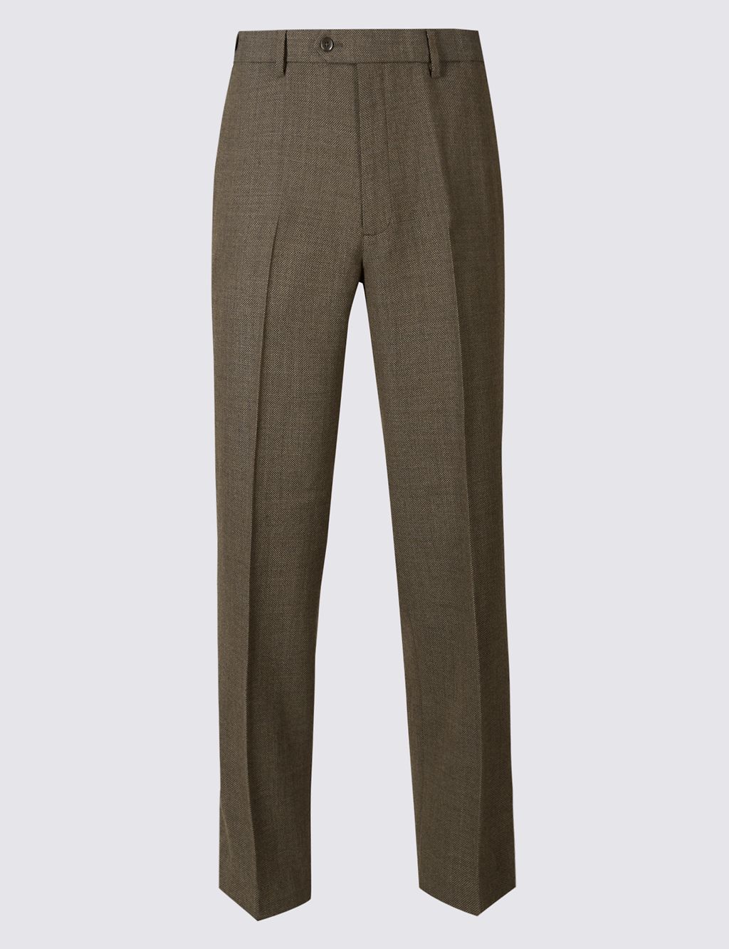 Regular Wool Blend Flat Front Trousers 1 of 5