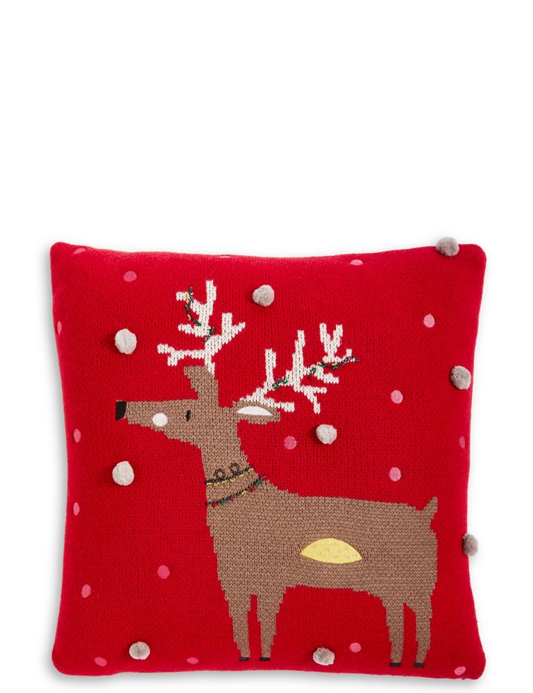 Reindeer Knitted Cushion 1 of 2