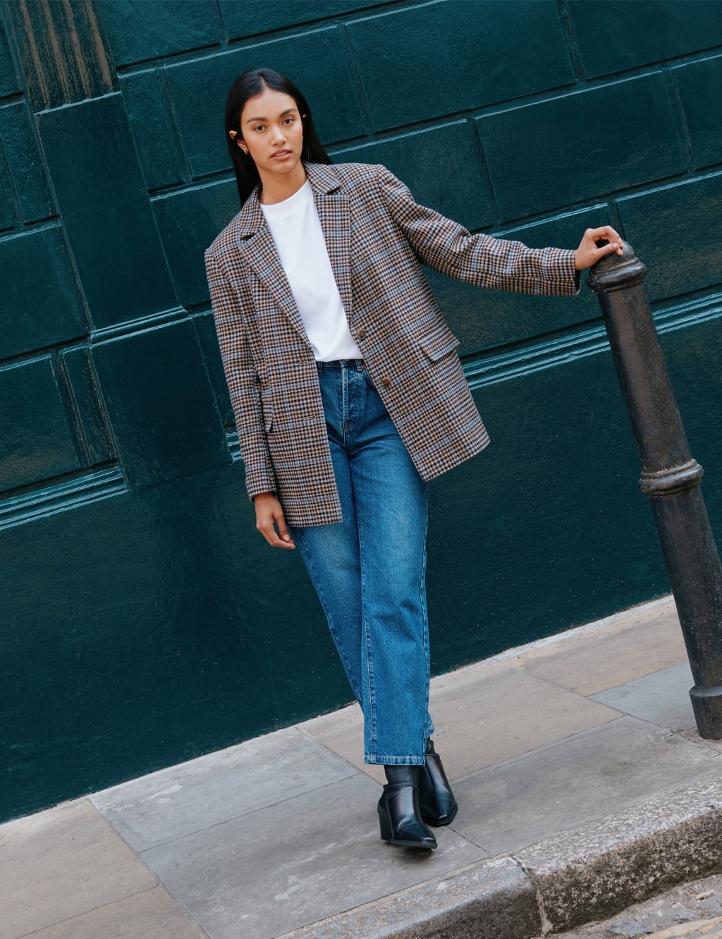 Checked best sale blazer jacket