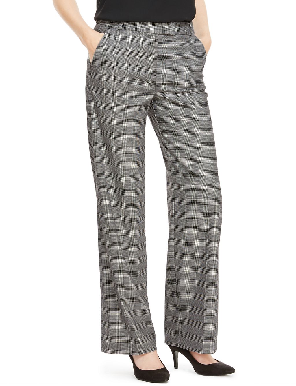 Relaxed Checked Wide Leg Trousers 2 of 4
