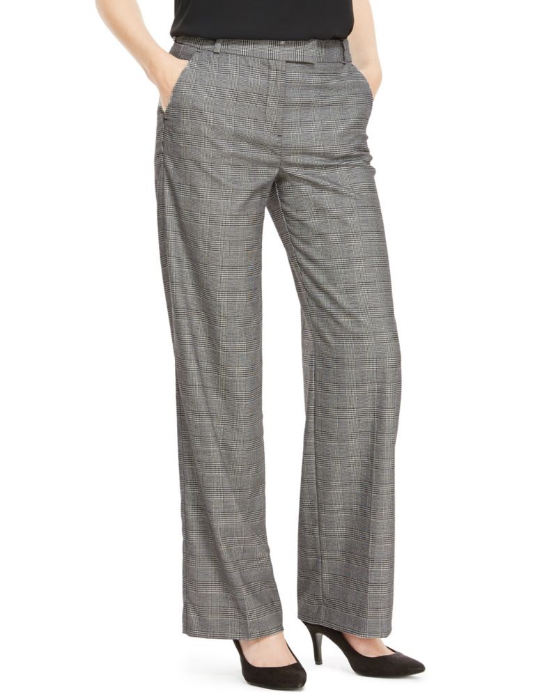 Relaxed Checked Wide Leg Trousers 1 of 4