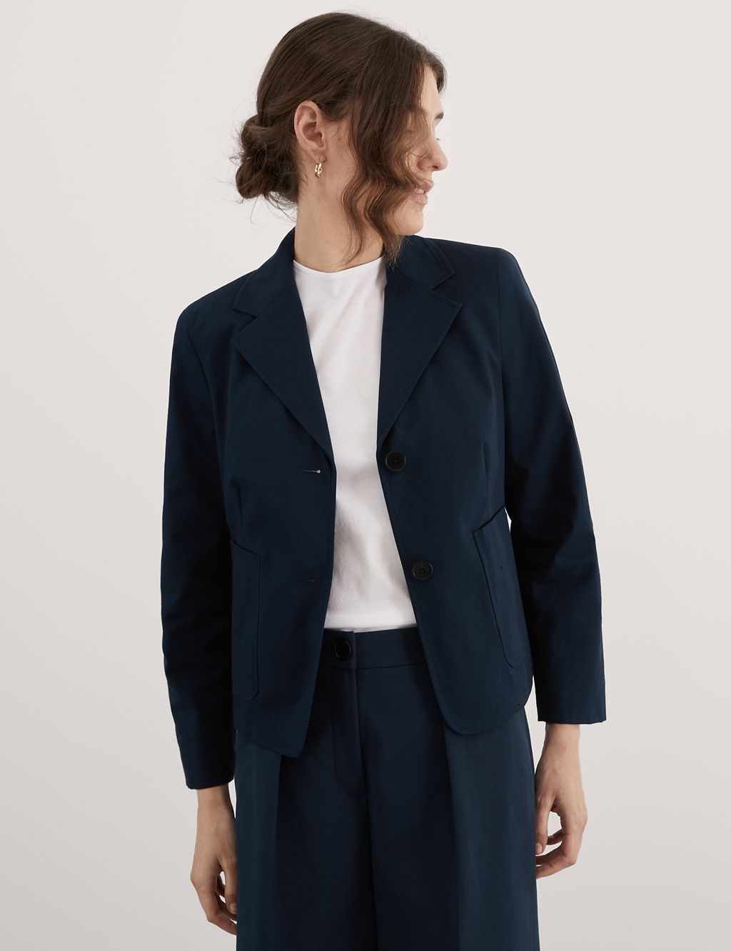 Relaxed Cotton Stretch Cropped Blazer 4 of 7