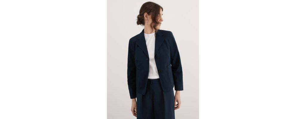 Relaxed Cotton Stretch Cropped Blazer 4 of 7