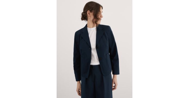 Relaxed Cotton Stretch Cropped Blazer 6 of 7